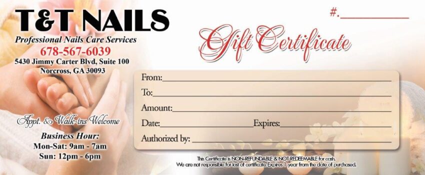 Gift Certificates 016 - VN Printing Inc - (678) 331-5551