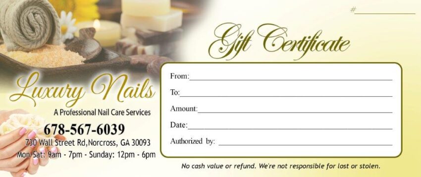 Gift Certificates 022 - VN Printing Inc - (678) 331-5551