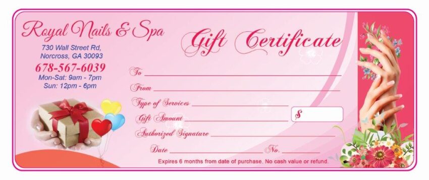 Gift Certificates 028 - VN Printing Inc - (678) 331-5551