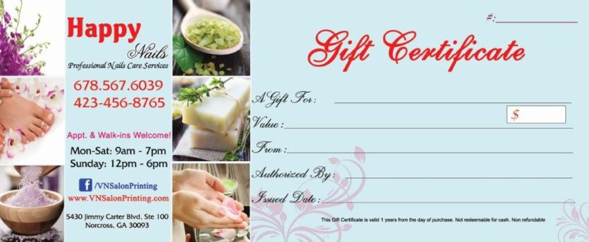 Gift Certificates 044 - VN Printing Inc - (678) 331-5551