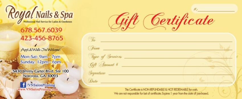 Gift Certificates 052 - VN Printing Inc - (678) 331-5551